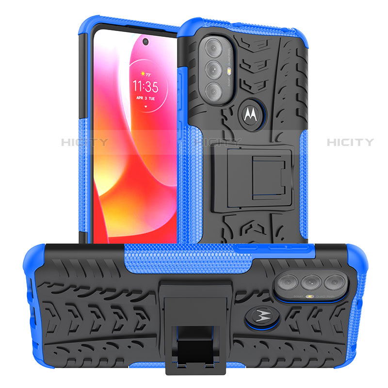 Funda Bumper Silicona y Plastico Mate Carcasa con Soporte A01 para Motorola Moto G Play (2023) Azul