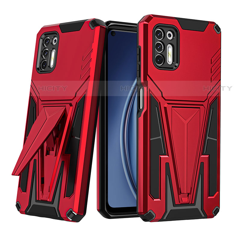 Funda Bumper Silicona y Plastico Mate Carcasa con Soporte A01 para Motorola Moto G Stylus (2021) Rojo