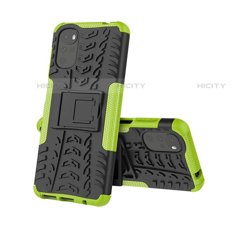 Funda Bumper Silicona y Plastico Mate Carcasa con Soporte A01 para Motorola Moto G22