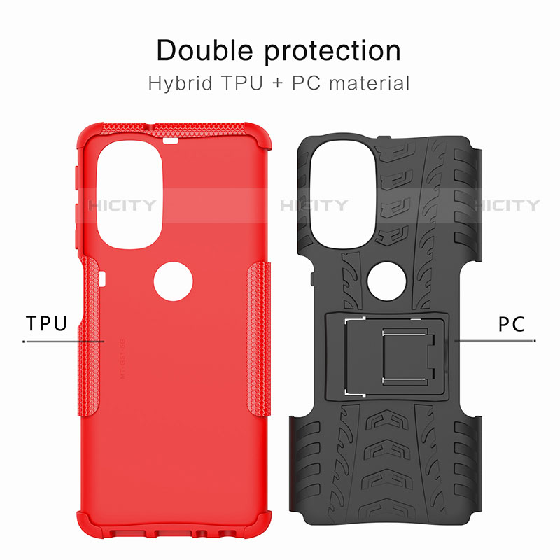 Funda Bumper Silicona y Plastico Mate Carcasa con Soporte A01 para Motorola Moto G51 5G