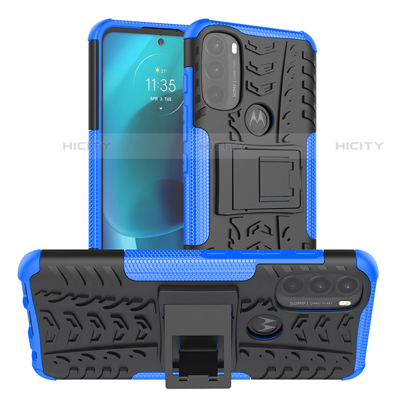 Funda Bumper Silicona y Plastico Mate Carcasa con Soporte A01 para Motorola Moto G71 5G