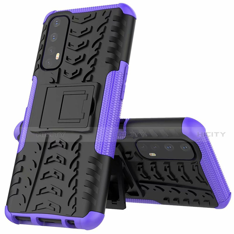 Funda Bumper Silicona y Plastico Mate Carcasa con Soporte A01 para Realme 7 Morado