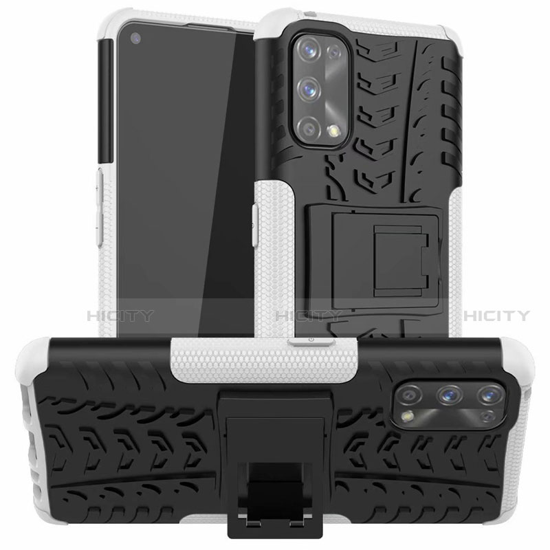 Funda Bumper Silicona y Plastico Mate Carcasa con Soporte A01 para Realme 7 Pro