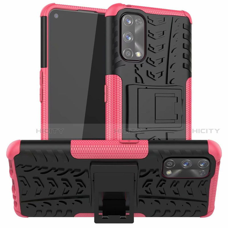 Funda Bumper Silicona y Plastico Mate Carcasa con Soporte A01 para Realme 7 Pro