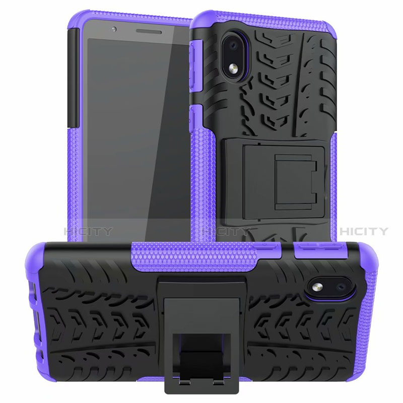 Funda Bumper Silicona y Plastico Mate Carcasa con Soporte A01 para Samsung Galaxy A01 Core