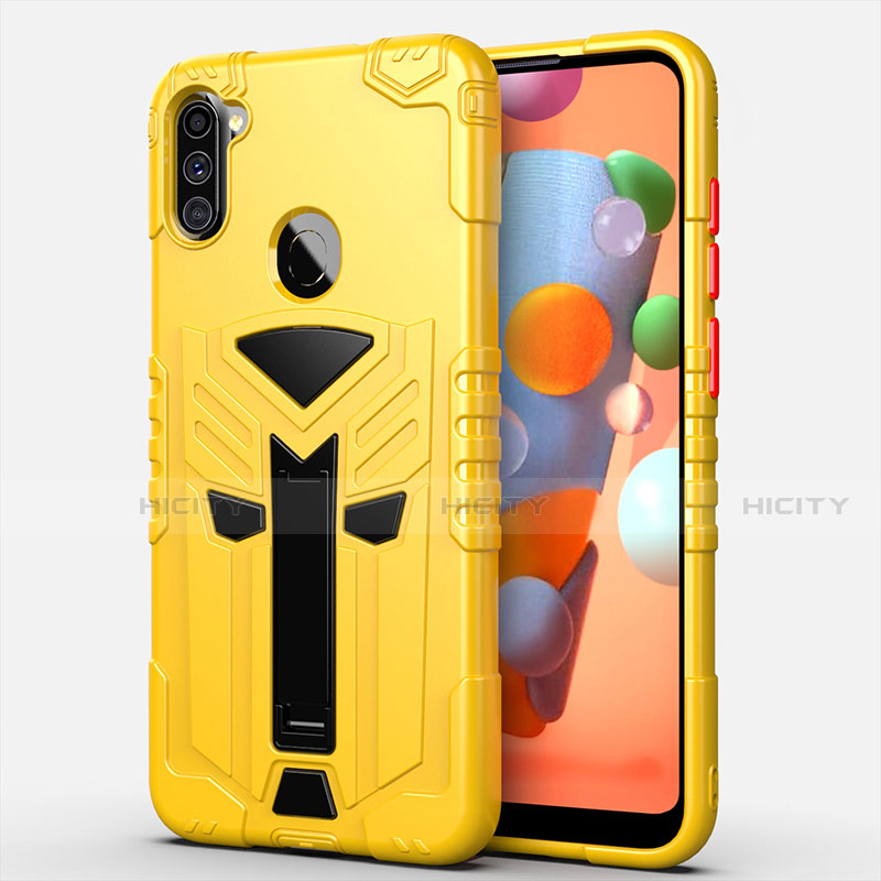 Funda Bumper Silicona y Plastico Mate Carcasa con Soporte A01 para Samsung Galaxy A11