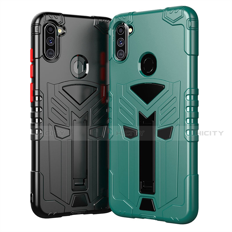 Funda Bumper Silicona y Plastico Mate Carcasa con Soporte A01 para Samsung Galaxy A11