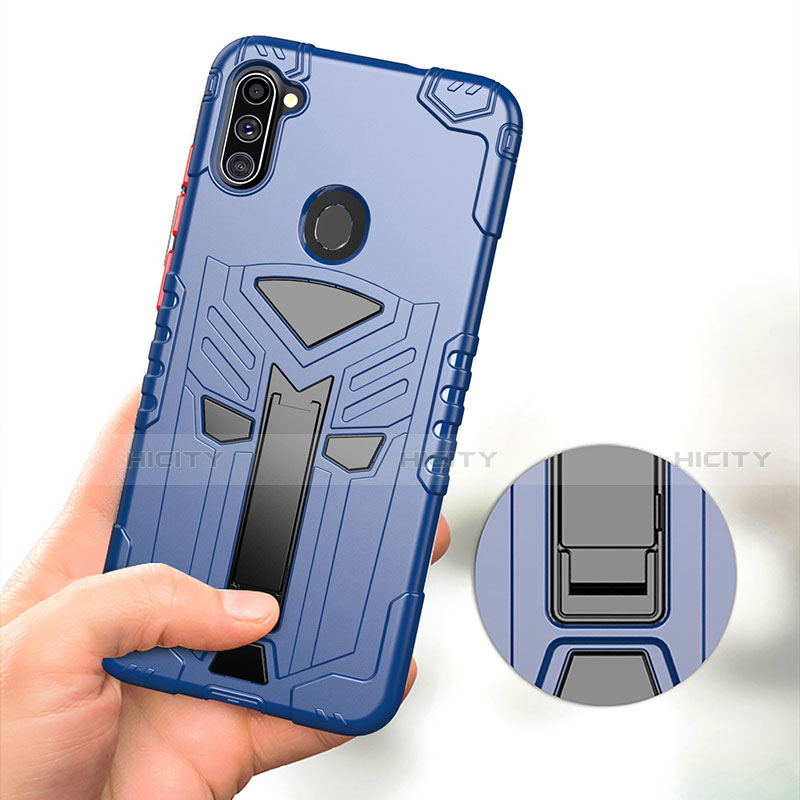 Funda Bumper Silicona y Plastico Mate Carcasa con Soporte A01 para Samsung Galaxy A11