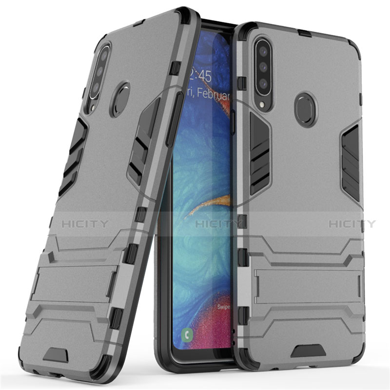 Funda Bumper Silicona y Plastico Mate Carcasa con Soporte A01 para Samsung Galaxy A20s