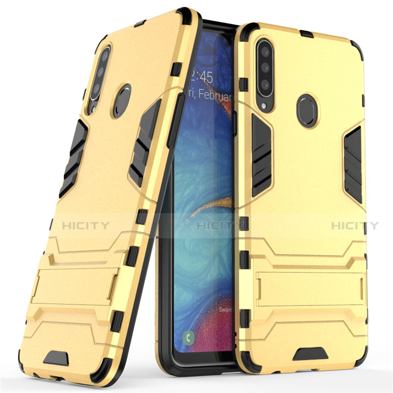 Funda Bumper Silicona y Plastico Mate Carcasa con Soporte A01 para Samsung Galaxy A20s