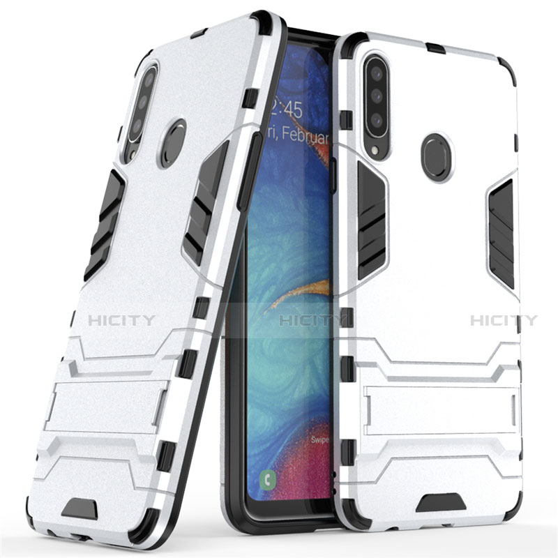 Funda Bumper Silicona y Plastico Mate Carcasa con Soporte A01 para Samsung Galaxy A20s