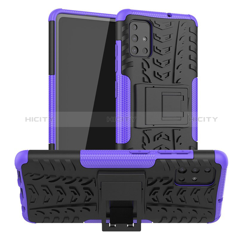 Funda Bumper Silicona y Plastico Mate Carcasa con Soporte A01 para Samsung Galaxy A71 4G A715