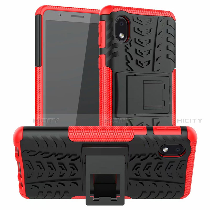 Funda Bumper Silicona y Plastico Mate Carcasa con Soporte A01 para Samsung Galaxy M01 Core