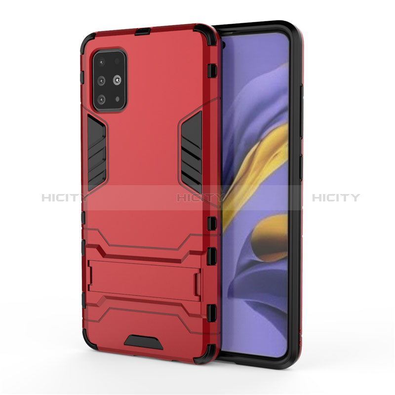 Funda Bumper Silicona y Plastico Mate Carcasa con Soporte A01 para Samsung Galaxy M40S Rojo