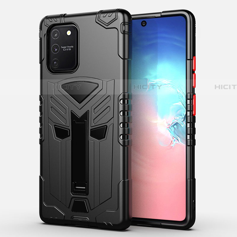 Funda Bumper Silicona y Plastico Mate Carcasa con Soporte A01 para Samsung Galaxy S10 Lite Negro