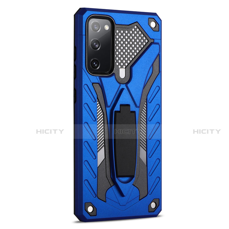 Funda Bumper Silicona y Plastico Mate Carcasa con Soporte A01 para Samsung Galaxy S20 FE 5G Azul