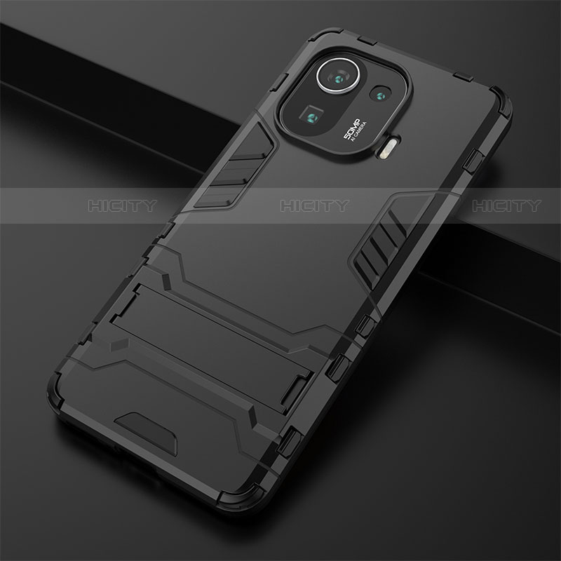 Funda Bumper Silicona y Plastico Mate Carcasa con Soporte A01 para Xiaomi Mi 11 Pro 5G