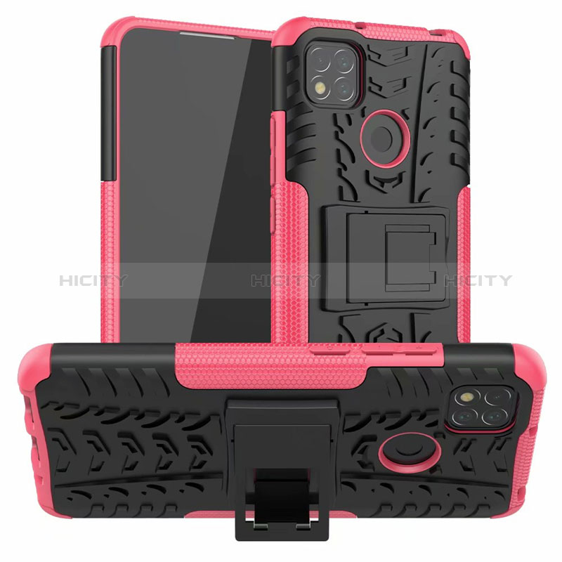 Funda Bumper Silicona y Plastico Mate Carcasa con Soporte A01 para Xiaomi Redmi 10A 4G