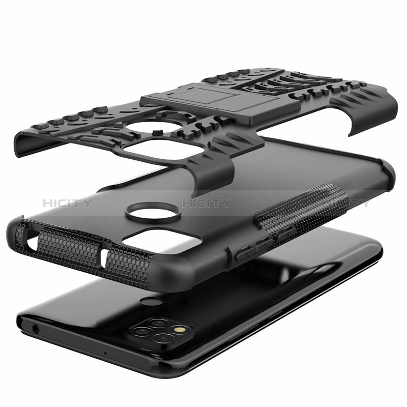 Funda Bumper Silicona y Plastico Mate Carcasa con Soporte A01 para Xiaomi Redmi 9 Activ