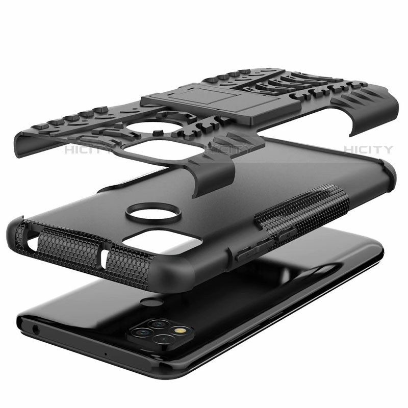 Funda Bumper Silicona y Plastico Mate Carcasa con Soporte A01 para Xiaomi Redmi 9C