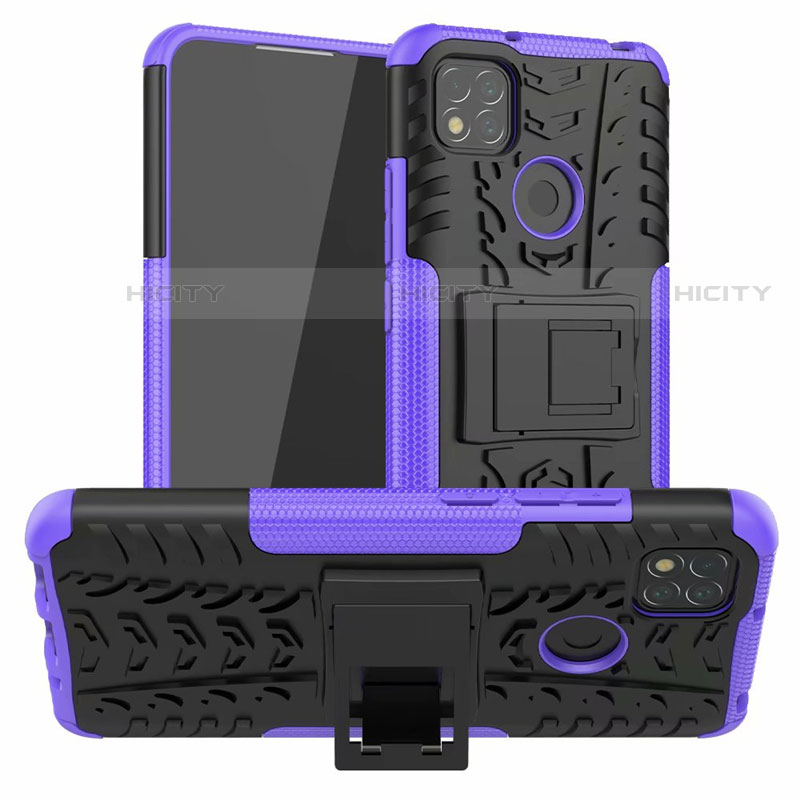 Funda Bumper Silicona y Plastico Mate Carcasa con Soporte A01 para Xiaomi Redmi 9C