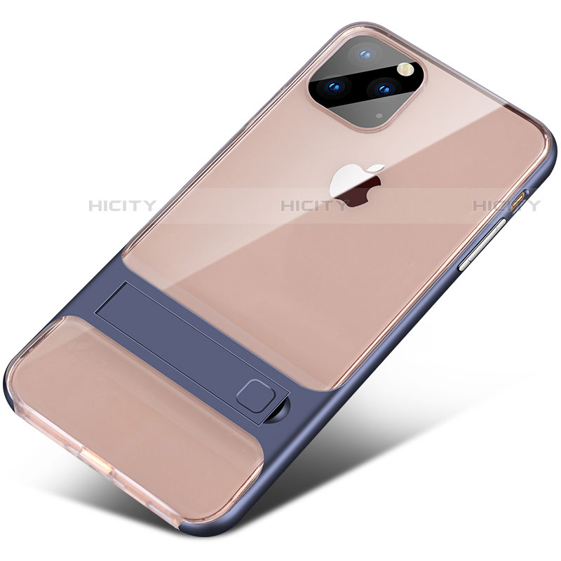 Funda Bumper Silicona y Plastico Mate Carcasa con Soporte A02 para Apple iPhone 11 Pro Azul