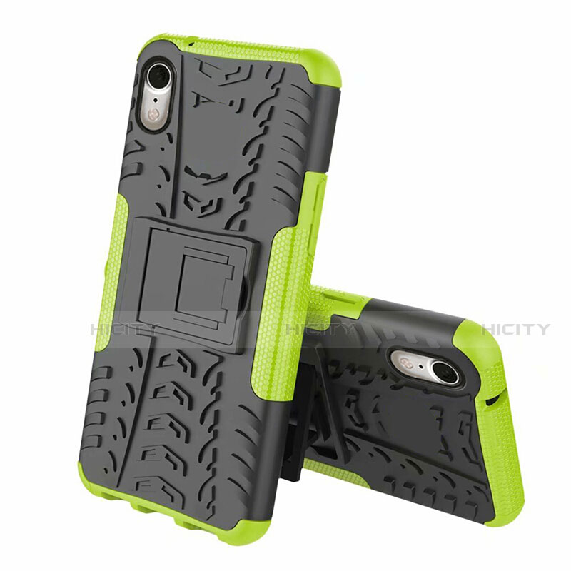 Funda Bumper Silicona y Plastico Mate Carcasa con Soporte A02 para Apple iPhone XR Verde