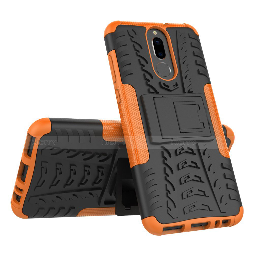 Funda Bumper Silicona y Plastico Mate Carcasa con Soporte A02 para Huawei G10 Naranja