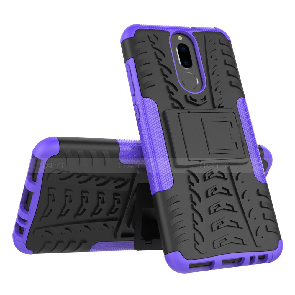 Funda Bumper Silicona y Plastico Mate Carcasa con Soporte A02 para Huawei Nova 2i Morado