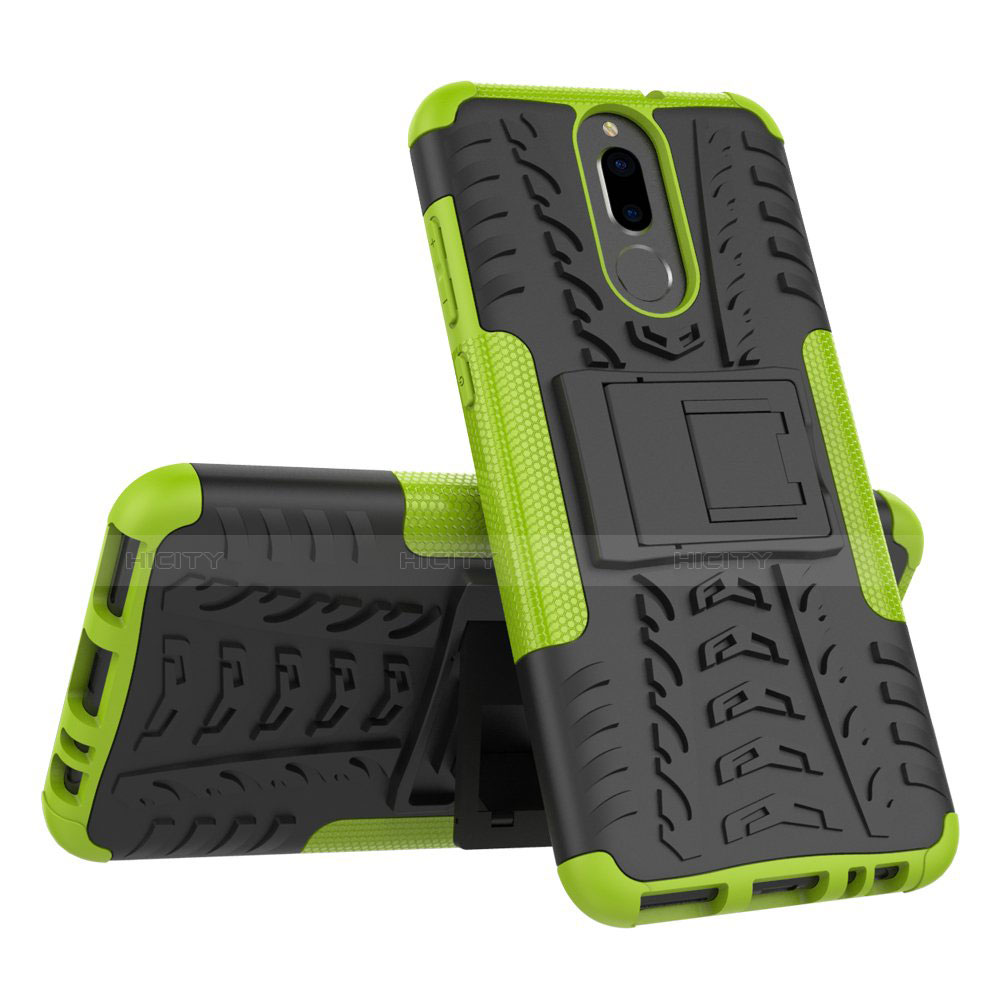 Funda Bumper Silicona y Plastico Mate Carcasa con Soporte A02 para Huawei Nova 2i Verde