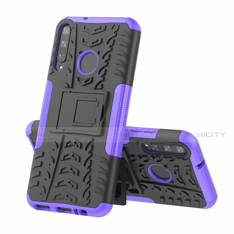 Funda Bumper Silicona y Plastico Mate Carcasa con Soporte A02 para Huawei P40 Lite E Morado