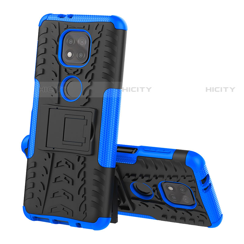 Funda Bumper Silicona y Plastico Mate Carcasa con Soporte A02 para Motorola Moto G Power (2021) Azul