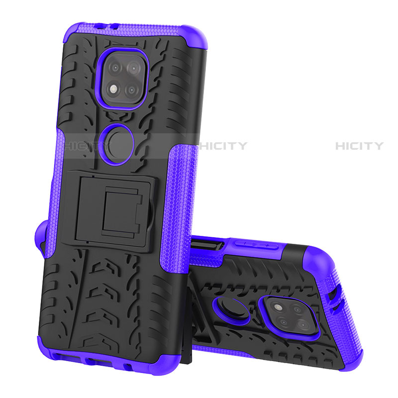 Funda Bumper Silicona y Plastico Mate Carcasa con Soporte A02 para Motorola Moto G Power (2021) Morado