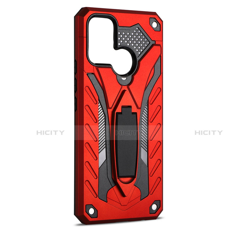 Funda Bumper Silicona y Plastico Mate Carcasa con Soporte A02 para Realme C17 Rojo