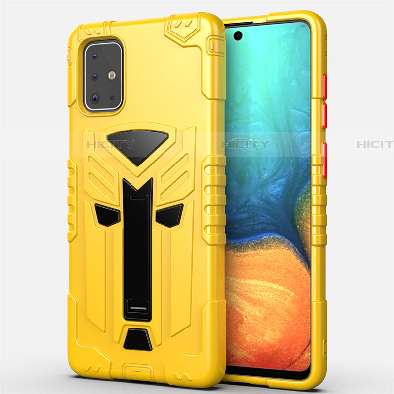 Funda Bumper Silicona y Plastico Mate Carcasa con Soporte A02 para Samsung Galaxy A71 5G Amarillo