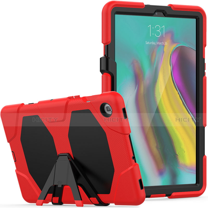 Funda Bumper Silicona y Plastico Mate Carcasa con Soporte A02 para Samsung Galaxy Tab S5e 4G 10.5 SM-T725 Rojo