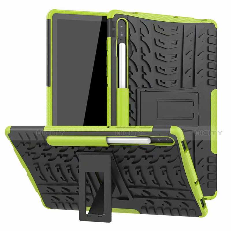 Funda Bumper Silicona y Plastico Mate Carcasa con Soporte A02 para Samsung Galaxy Tab S6 10.5 SM-T860 Verde