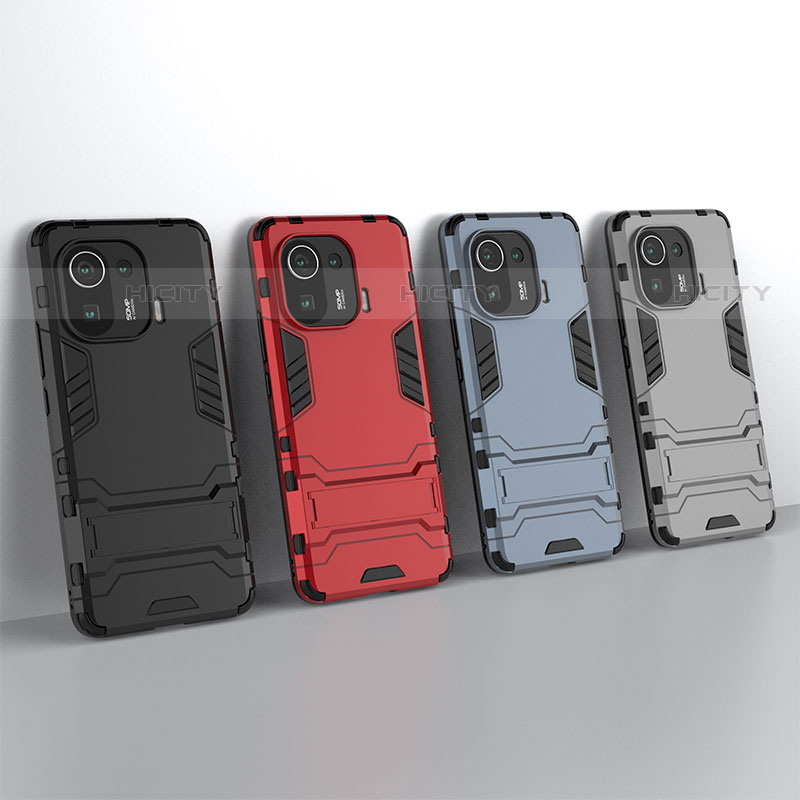 Funda Bumper Silicona y Plastico Mate Carcasa con Soporte A02 para Xiaomi Mi 11 Pro 5G