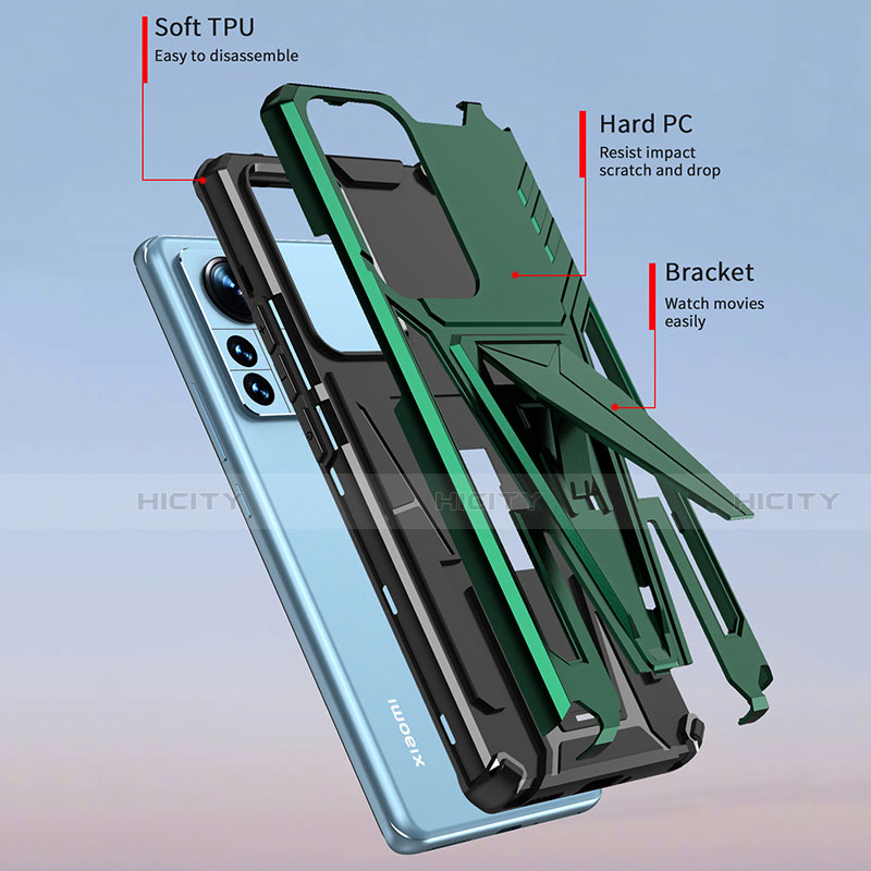 Funda Bumper Silicona y Plastico Mate Carcasa con Soporte A02 para Xiaomi Mi 12 5G