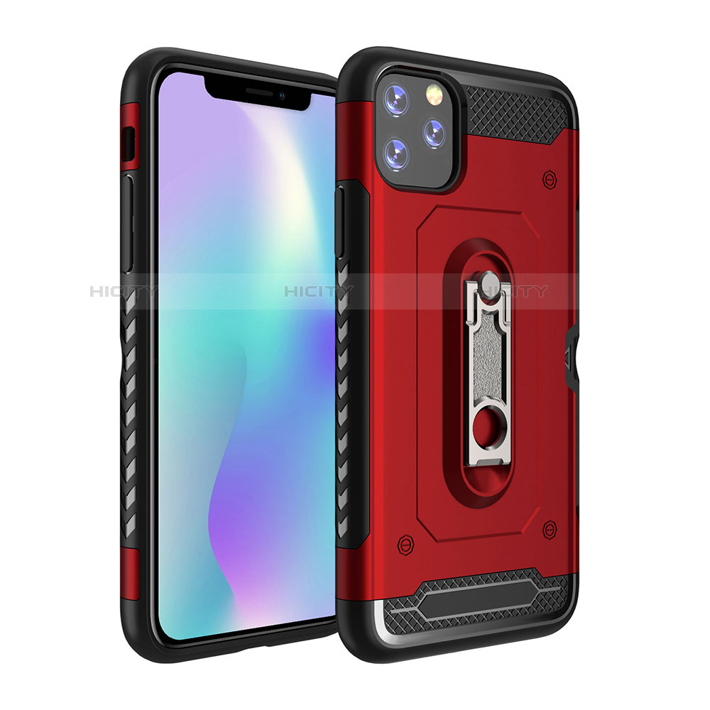 Funda Bumper Silicona y Plastico Mate Carcasa con Soporte A03 para Apple iPhone 11 Pro Rojo