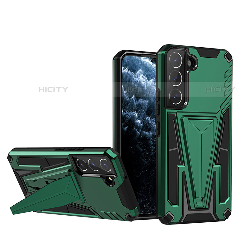 Funda Bumper Silicona y Plastico Mate Carcasa con Soporte A03 para Samsung Galaxy S21 5G Verde