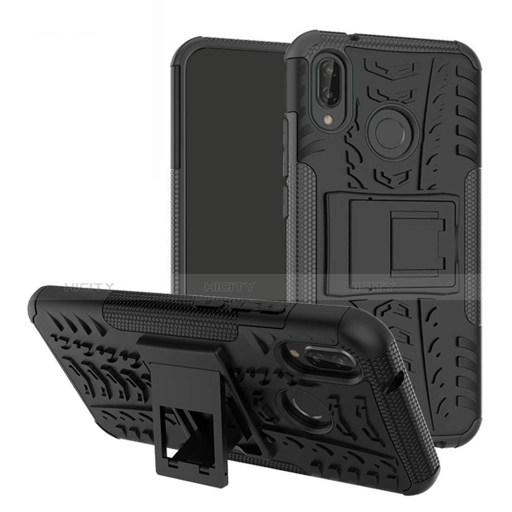 Funda Bumper Silicona y Plastico Mate Carcasa con Soporte A04 para Huawei P20 Lite