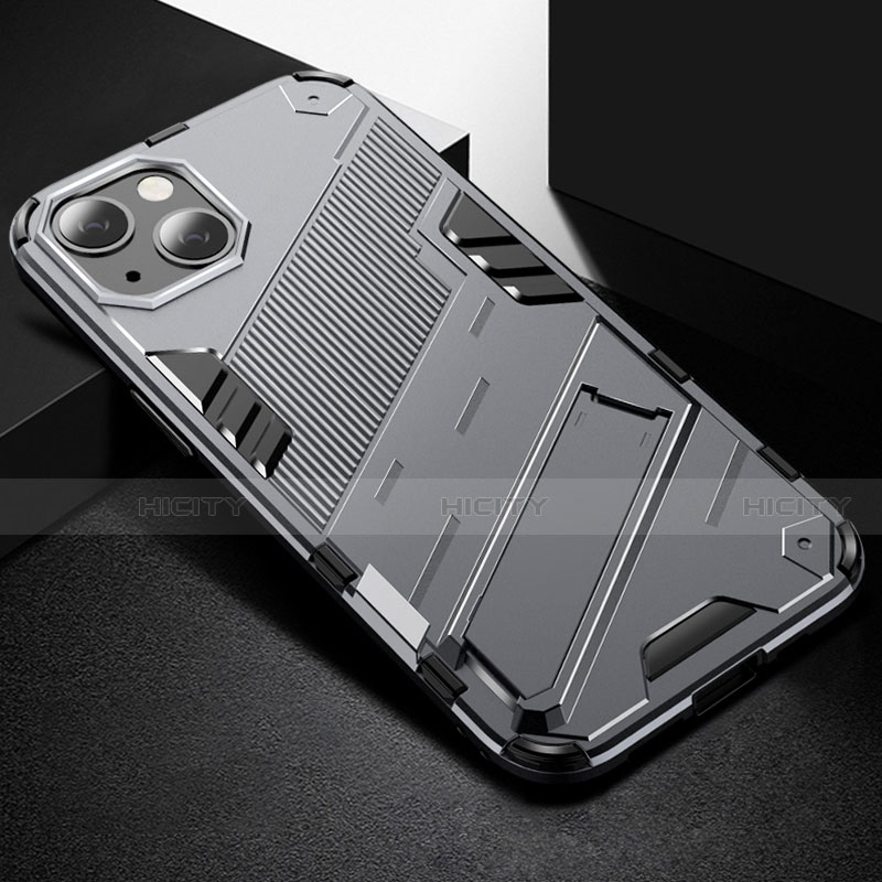 Funda Bumper Silicona y Plastico Mate Carcasa con Soporte A05 para Apple iPhone 13