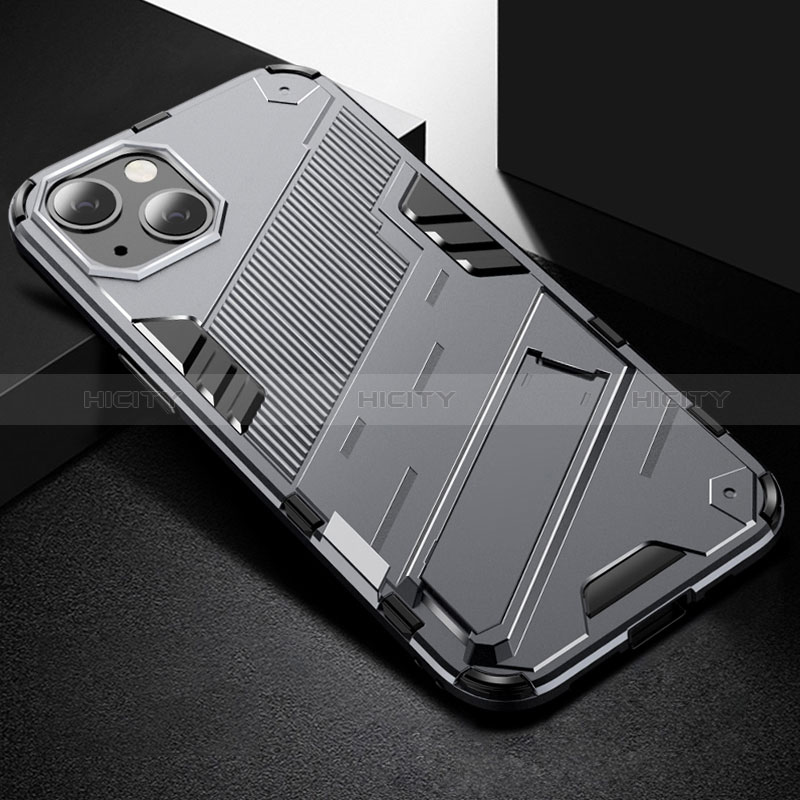 Funda Bumper Silicona y Plastico Mate Carcasa con Soporte A05 para Apple iPhone 15