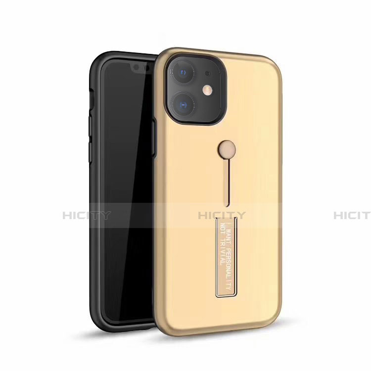 Funda Bumper Silicona y Plastico Mate Carcasa con Soporte A07 para Apple iPhone 11 Oro