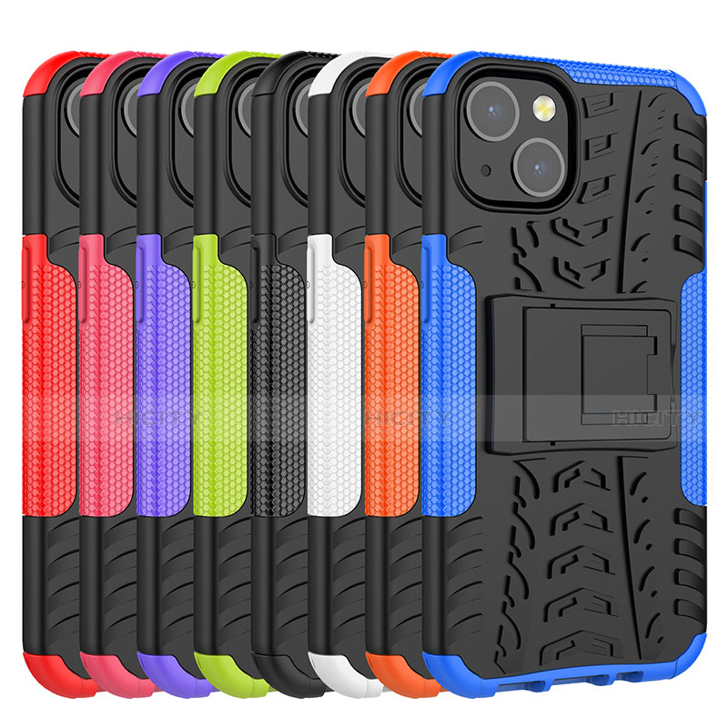 Funda Bumper Silicona y Plastico Mate Carcasa con Soporte A07 para Apple iPhone 13