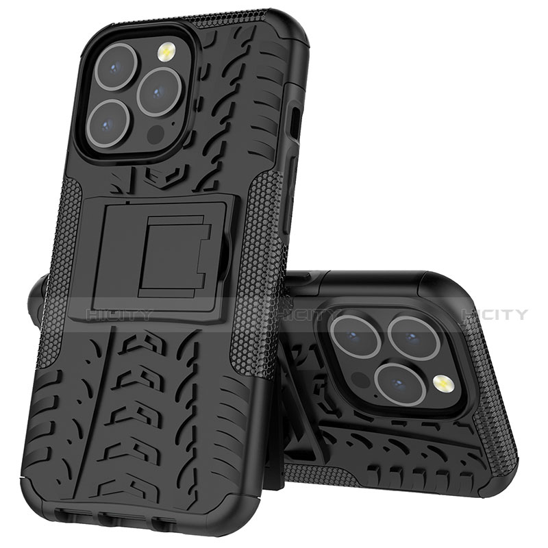 Funda Bumper Silicona y Plastico Mate Carcasa con Soporte A07 para Apple iPhone 13 Pro