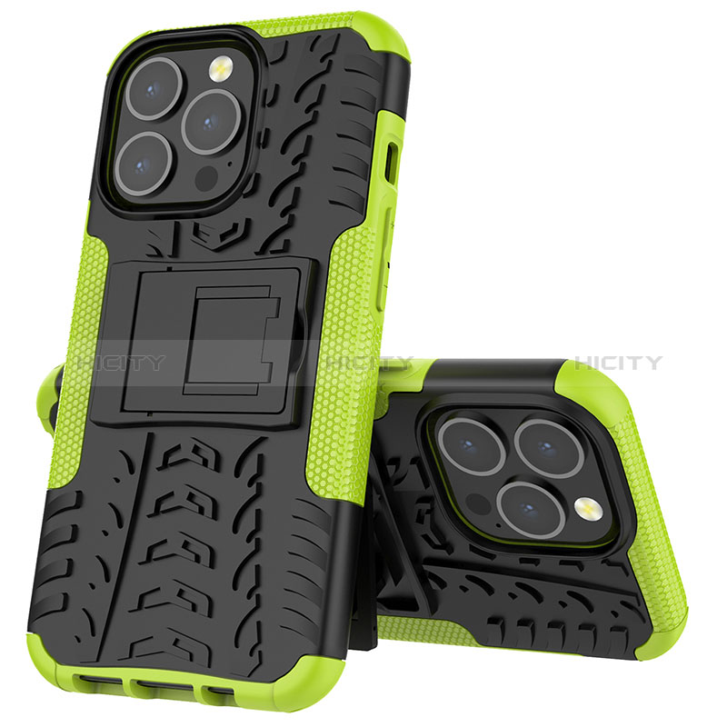 Funda Bumper Silicona y Plastico Mate Carcasa con Soporte A07 para Apple iPhone 14 Pro