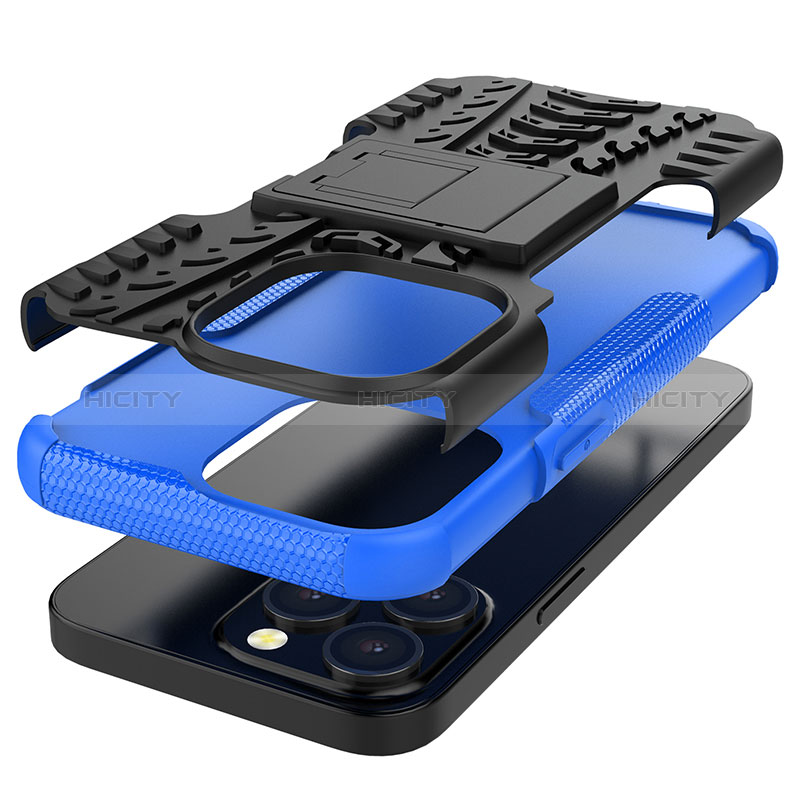 Funda Bumper Silicona y Plastico Mate Carcasa con Soporte A07 para Apple iPhone 14 Pro Max
