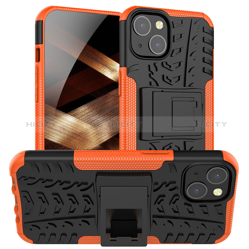 Funda Bumper Silicona y Plastico Mate Carcasa con Soporte A07 para Apple iPhone 15